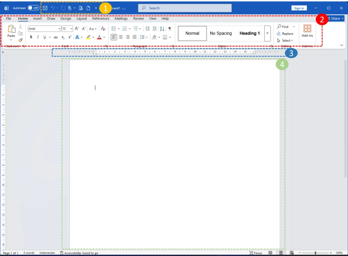 antar-muka menu Word