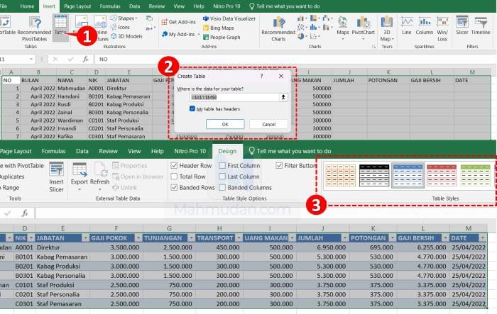 Praktik Membuat Tabel di Excel untuk Pemula 4 membuat tabel di excel dengan insert table