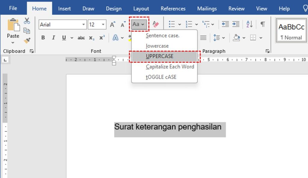 Panduan Belajar Mengetik di Word - Membuat Surat Keterangan 6 memformat huruf besar