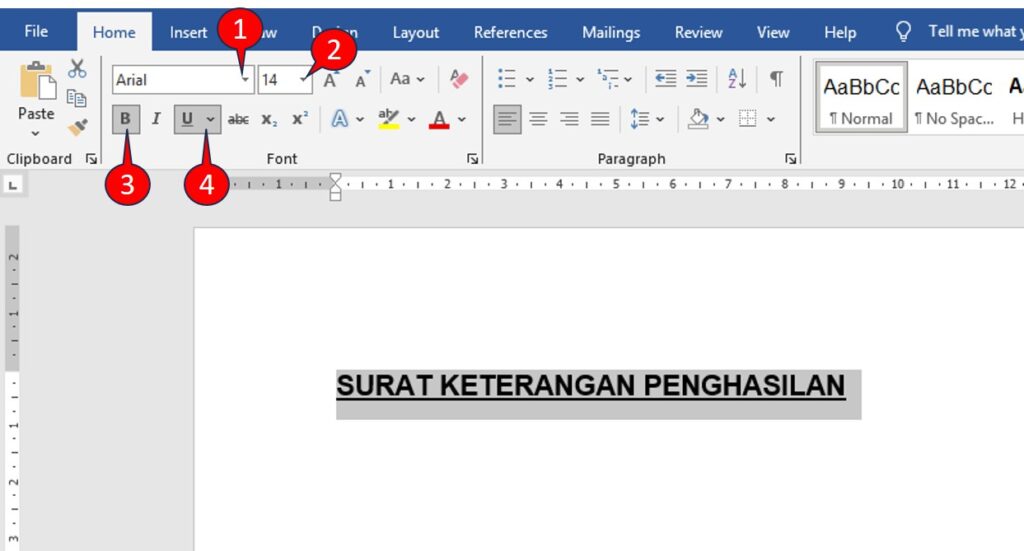 Panduan Belajar Mengetik di Word - Membuat Surat Keterangan 7 Mengubah gaya dan ukuran huruf