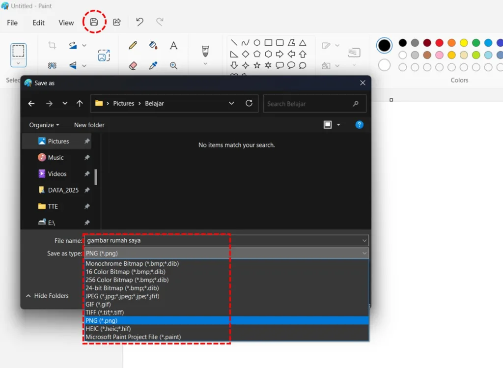 simpan gambar rumah sebagai PNG