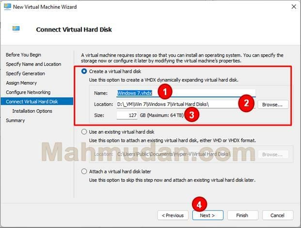 Cara Membuat Mesin Virtual Windows-7 dengan Hyper-V 9 Membuat hard-disk virtual