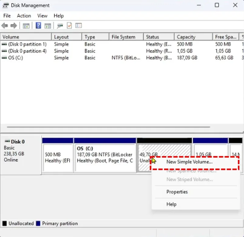 Cara Membuat Partisi di Windows-11 Tanpa Software Tambahan 6 buat partisi baru