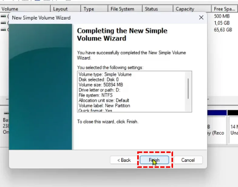 Cara Membuat Partisi di Windows-11 Tanpa Software Tambahan 10 pembuatan partisi baru di windos 11 selesai