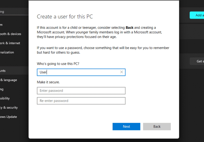 Cara Membuat User Baru di Windows 11 tanpa Email 7 input nama user baru