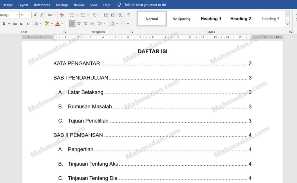 Cara Membuat Daftar Isi Otomatis di Word - 4 Poin Penting 11 daftar isi otomatis di microsoft word