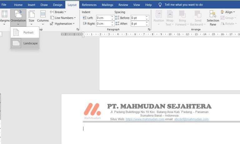 Set Portrait and Landscape in 1 Word Document