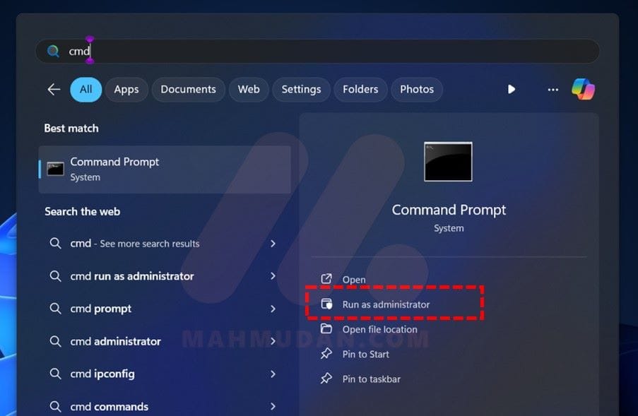 Quick Way to Disable Copilot in Windows jalankan CMD sebagai Administrator