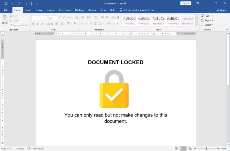 cara agar dokumen word tidak bisa diedit