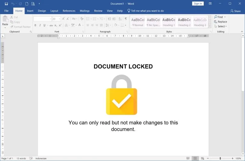 cara agar dokumen word tidak bisa diedit