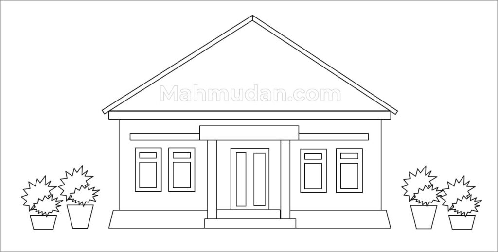 Gambar Rumah Simpel Gratis - 6 Bahan Mewarnai Anak TK 5 gambar rumah simpel polos 2 - bahan mewarnai anak
