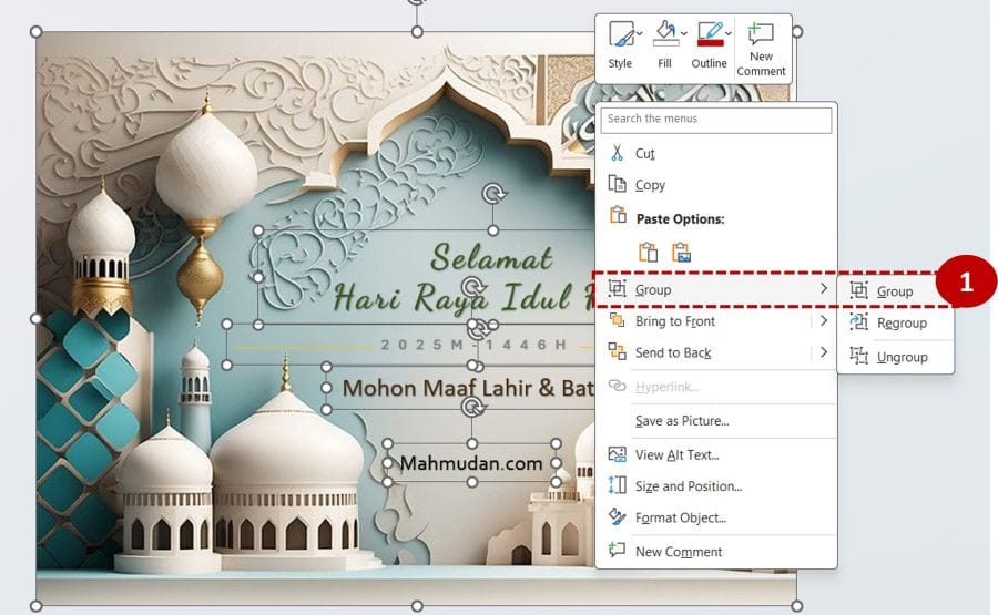 Cara Membuat Kartu Ucapan Idul Fitri Gratis dan Offline 5 gabungkan teks gambar
