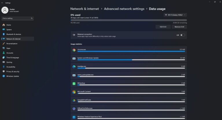 cara menghemat data internet win 11
