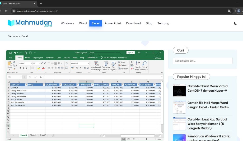 Tricks to Show Excel Tables on Web Pages7 LanPractical Steps tabel excel di halaman web