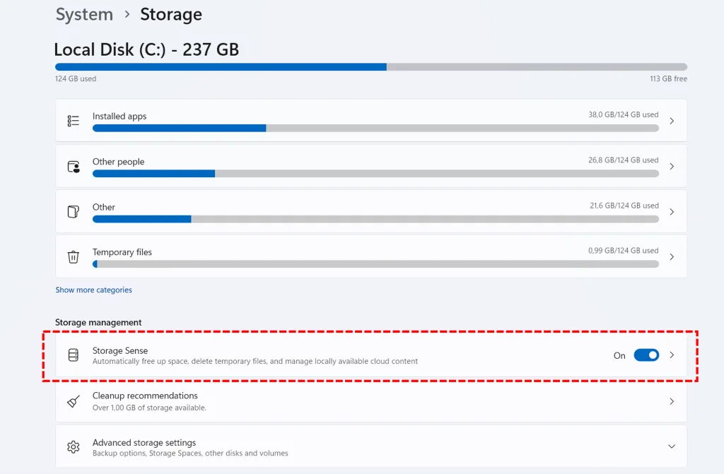 Cara Membersihkan File Sampah di Windows 11 secara Otomatis dan Aman 2 Aktifkan Storage Sense