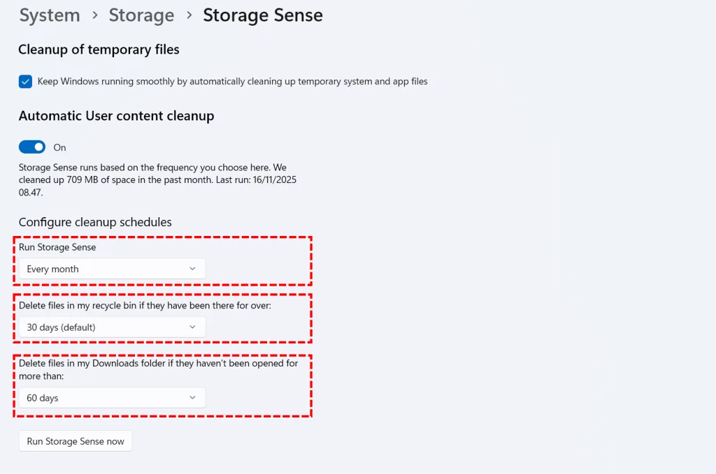 Cara Membersihkan File Sampah di Windows 11 secara Otomatis dan Aman 3 jadwal membersihkan file sampah secara otomatis