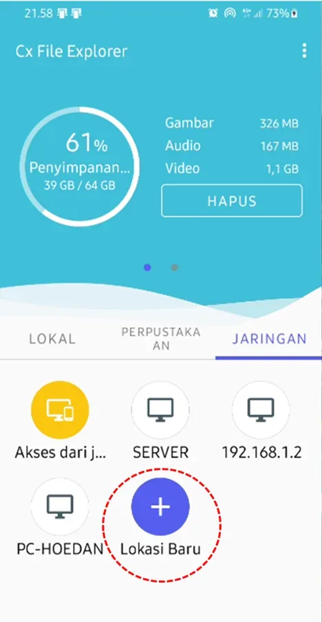tampilan Cx File Explorer