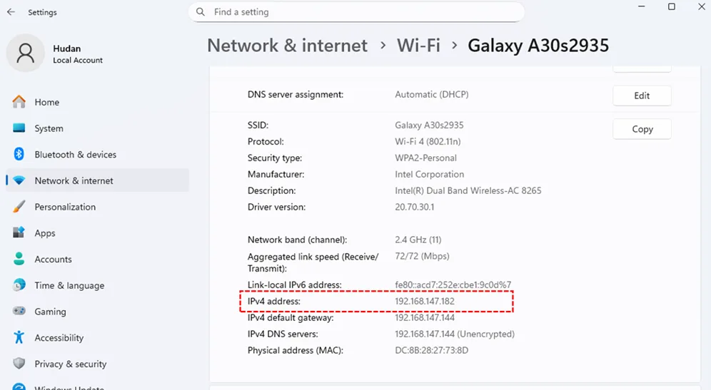 menemukan alamat IP PC Windows