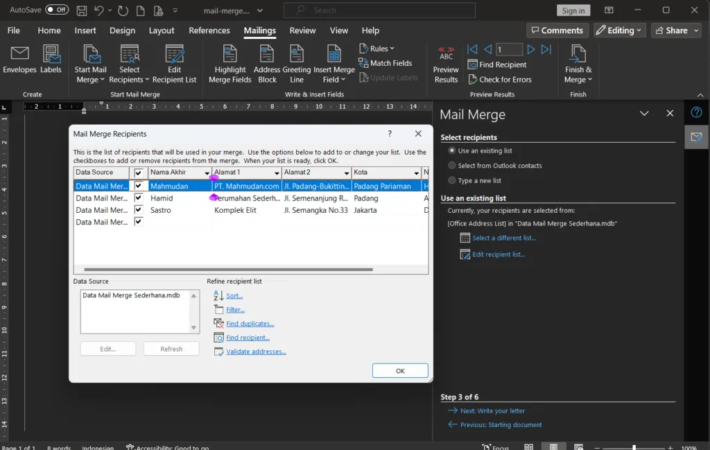 How to Create a Simple Mail Merge in Word 2021 13 Mail Merge Sederhana-2