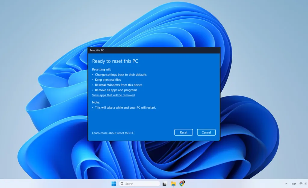install ulang Windows 11 - Reset This PC