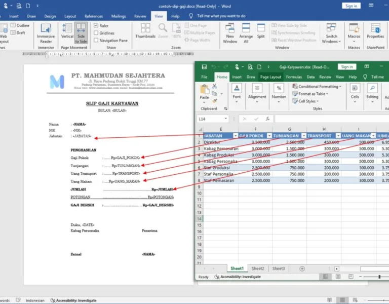 mail merge Word dengan data Excel-3