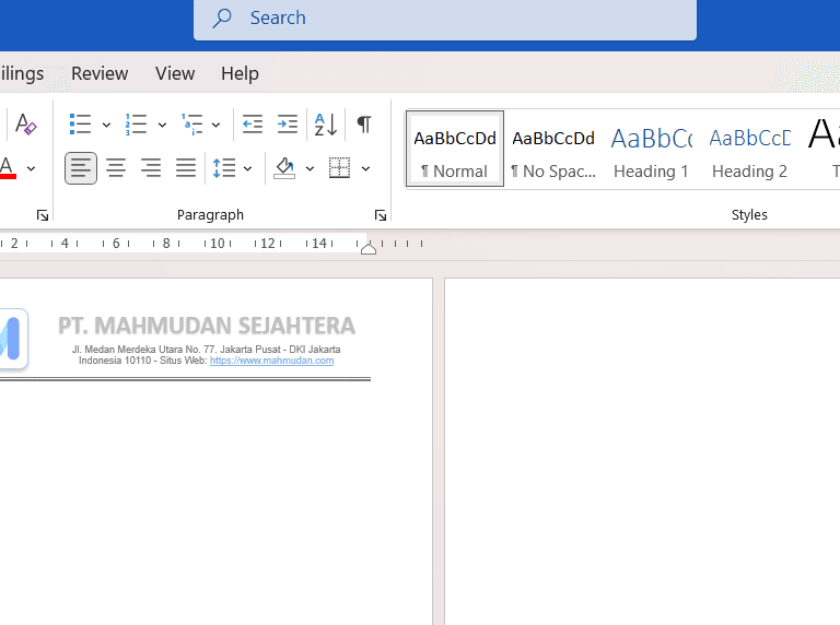 Mahmudanake a letterhead in Word Cara membuat kop surat di Word