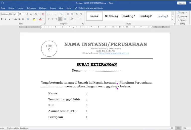 contoh surat keterangan